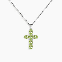 Peridot Cross Pendant Necklace in 925 Sterling Silver - Irosk Australia ®