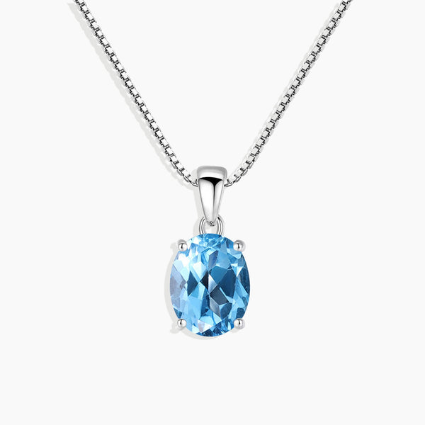 Front photo view of Swiss Blue Oval Cut Topaz Pendant