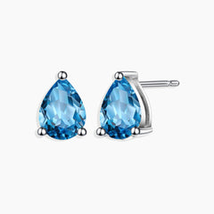 Swiss Blue Topaz Pear Cut Stud Earrings in Sterling Silver - Irosk Australia ®