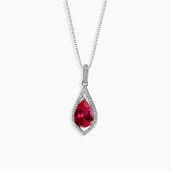 Sterling Silver Ruby Solitaire Pendant Necklace - Radiant Simplicity