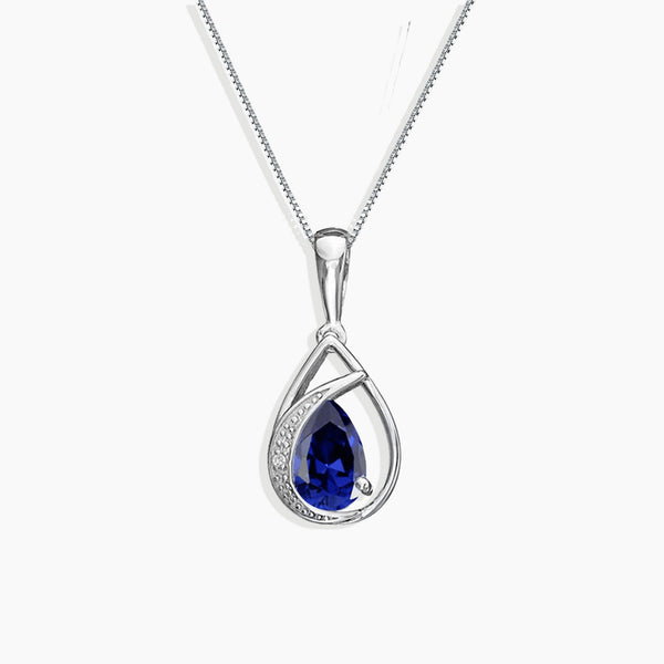 Sterling Silver Sapphire Teardrop Necklace