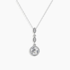 Round Moissanite Droplet Pendant with CZ Accent in Sterling Silver - Irosk Australia®