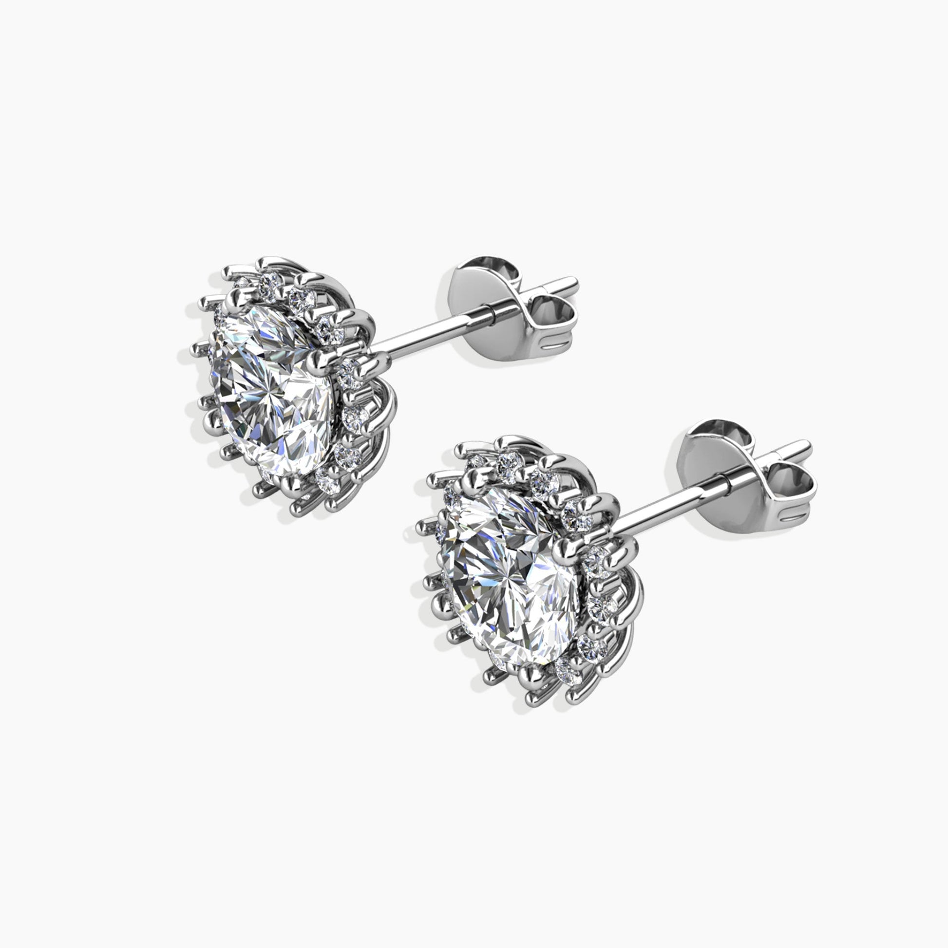 Side view of the Moissanite 1ct. Studs, displaying their sleek and elegant profile.