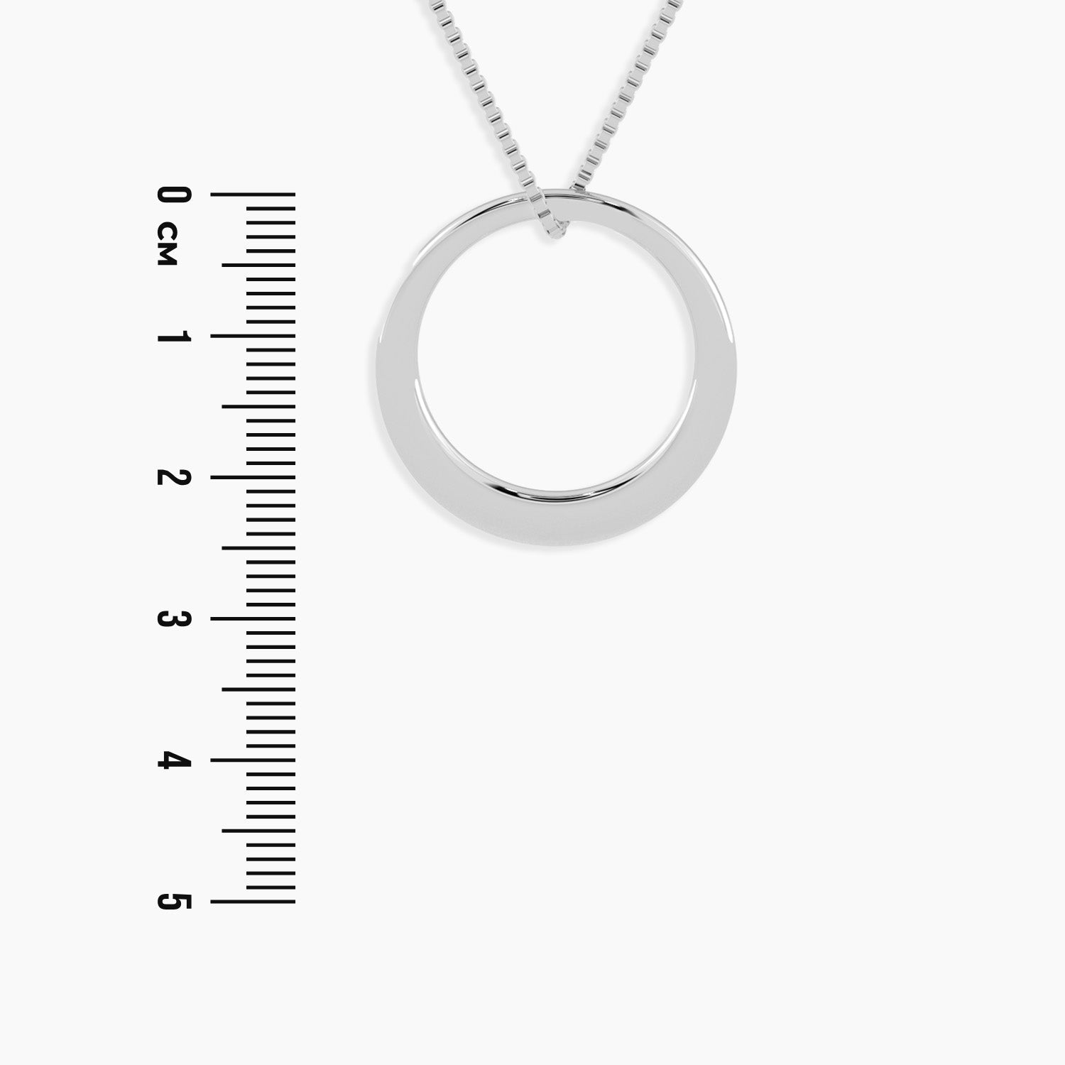 Circle of Serenity Small Pendant displayed next to a scale, offering a clear representation of its compact size and dimensions, ideal for personalized gifts for her in Australia.