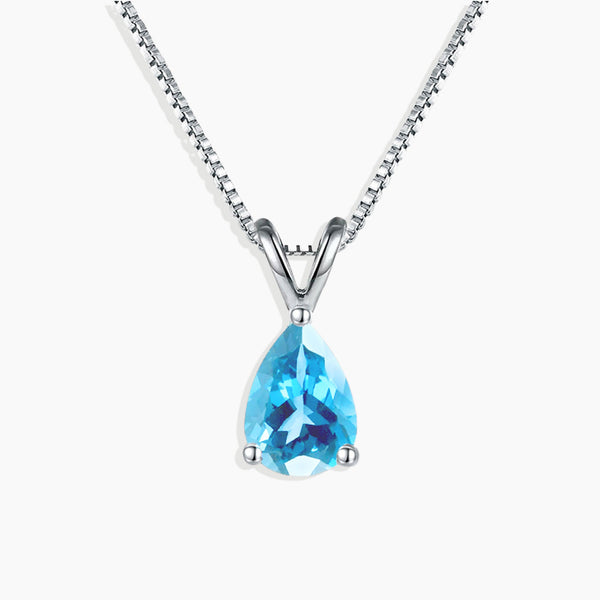 Front photo view of Pear Cut Swiss Blue Topaz Pendant